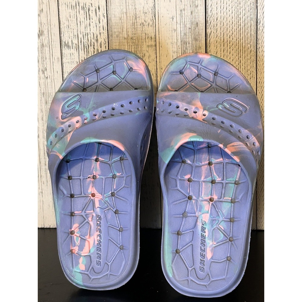 Kids‎ Girls MULTICOLORED  SLIP ON SLIDE SKECHERS SANDALS ~SIZE 1